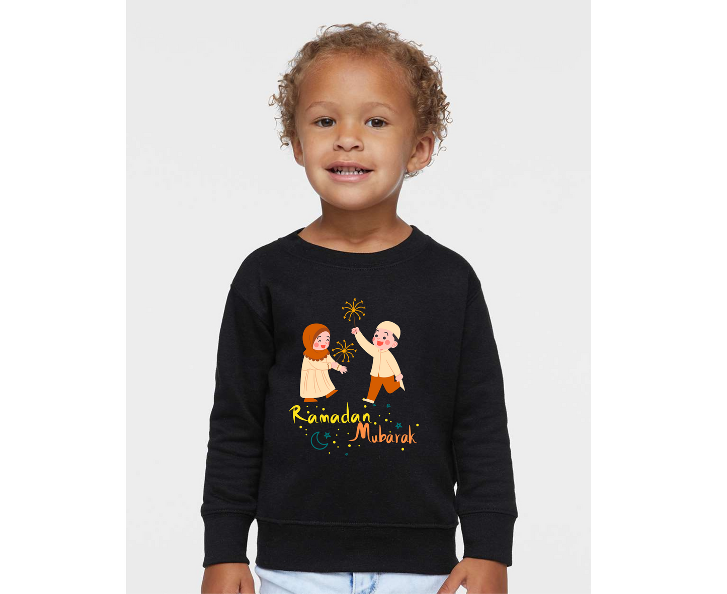 Ramadan Mubarak Kids Celebrating Sweatshirt – Perfect for Ramadan Festivities