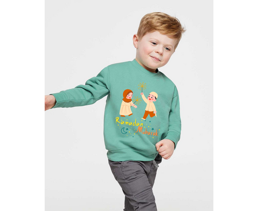 Ramadan Mubarak Kids Celebrating Sweatshirt – Perfect for Ramadan Festivities