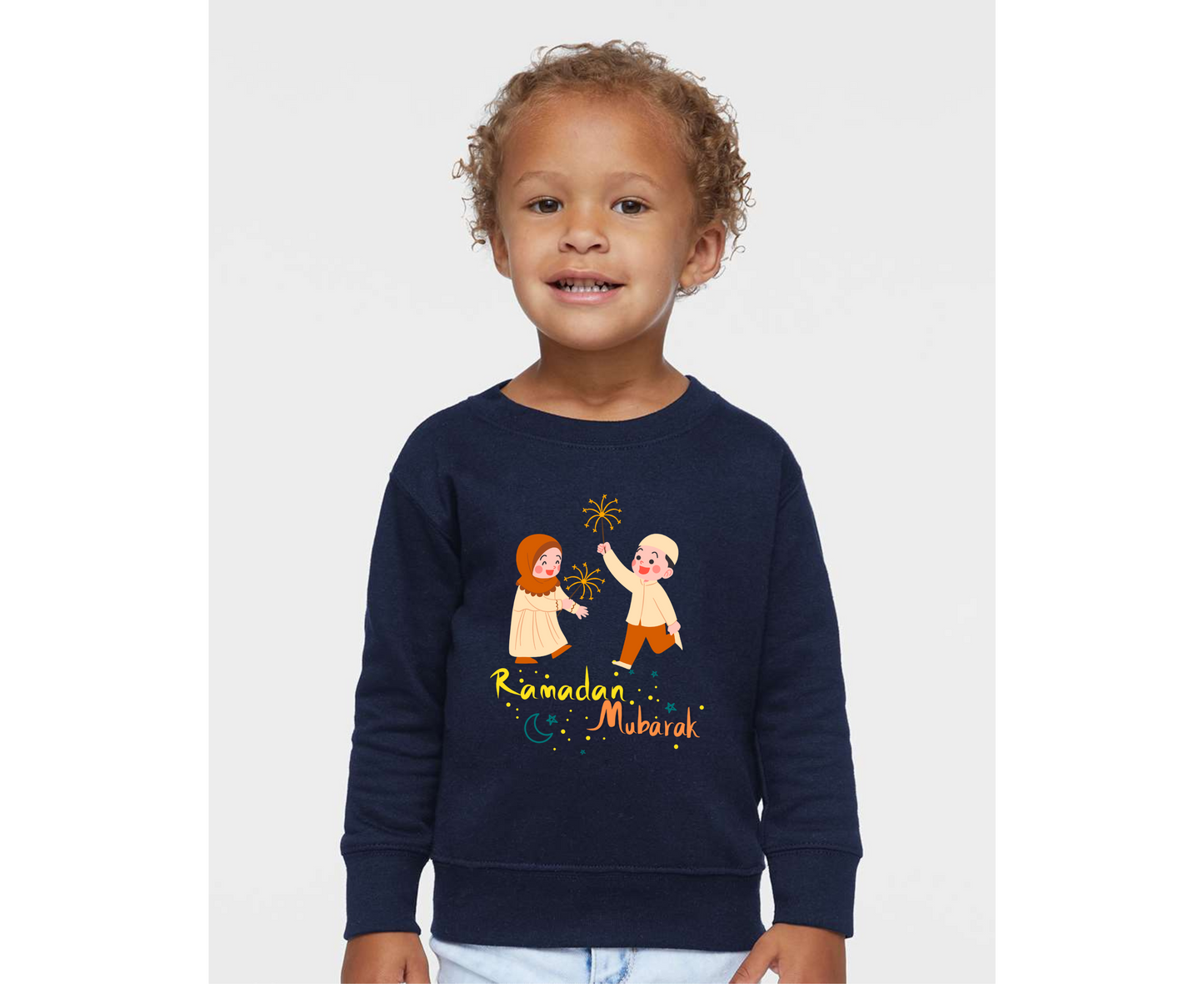 Ramadan Mubarak Kids Celebrating Sweatshirt – Perfect for Ramadan Festivities