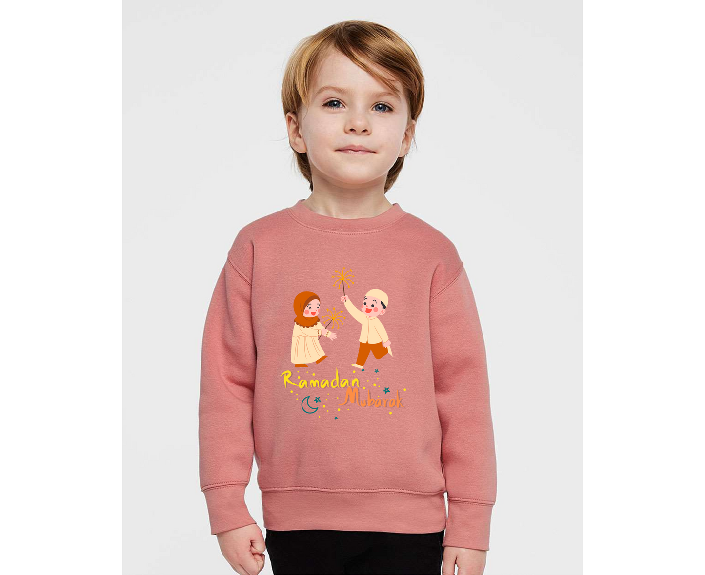 Ramadan Mubarak Kids Celebrating Sweatshirt – Perfect for Ramadan Festivities