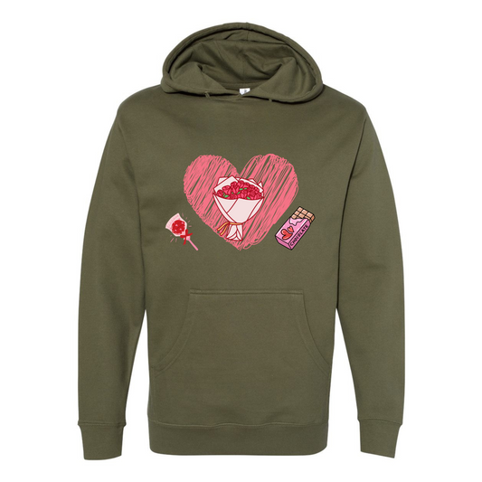 Flower Bouquet in a Heart Hoodie – Perfect Valentine's Day Gift