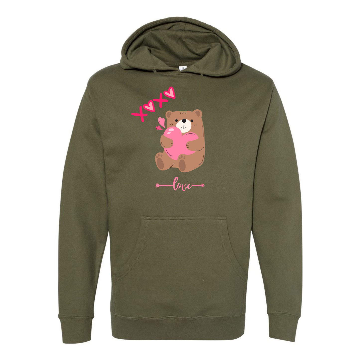 Bear Holding Heart & Love Hoodie – Cozy Valentine's Gift