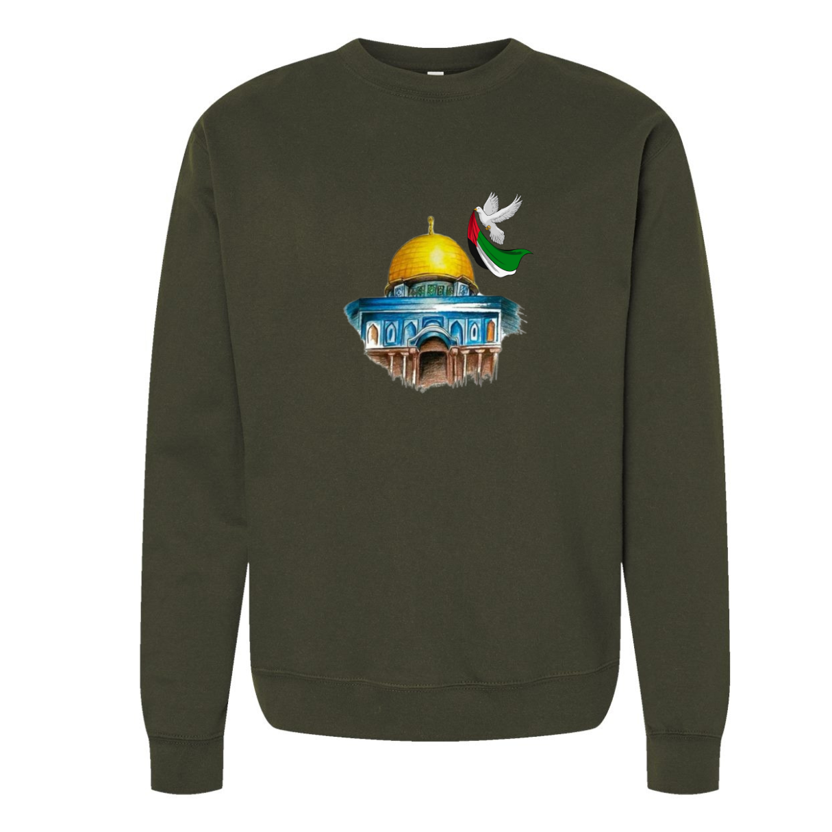 Dome of the Rock Sweatshirt – Pigeon of Peace & Palestine Symbol