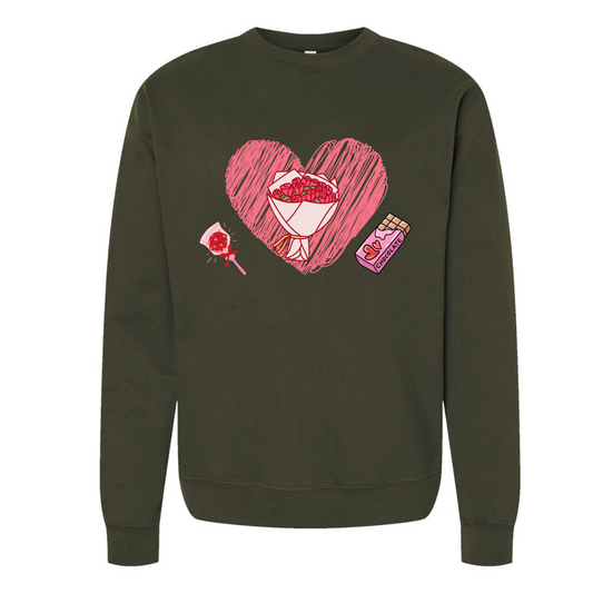 Flower Bouquet in a Heart Sweatshirt – Ideal Valentine's Day Gift