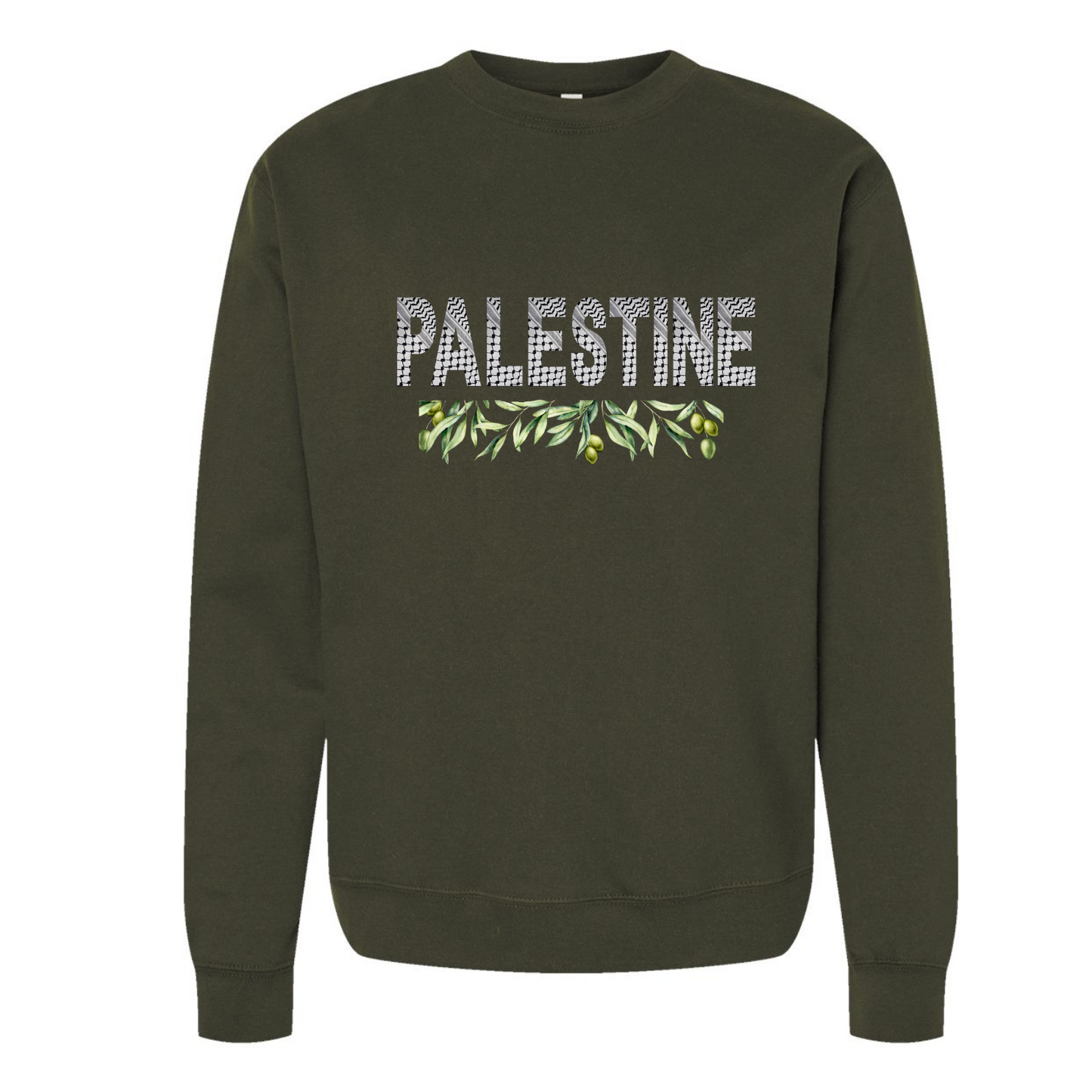 Palestine Keffiyeh Sweatshirt – Olive Branches & Cultural Heritage Design