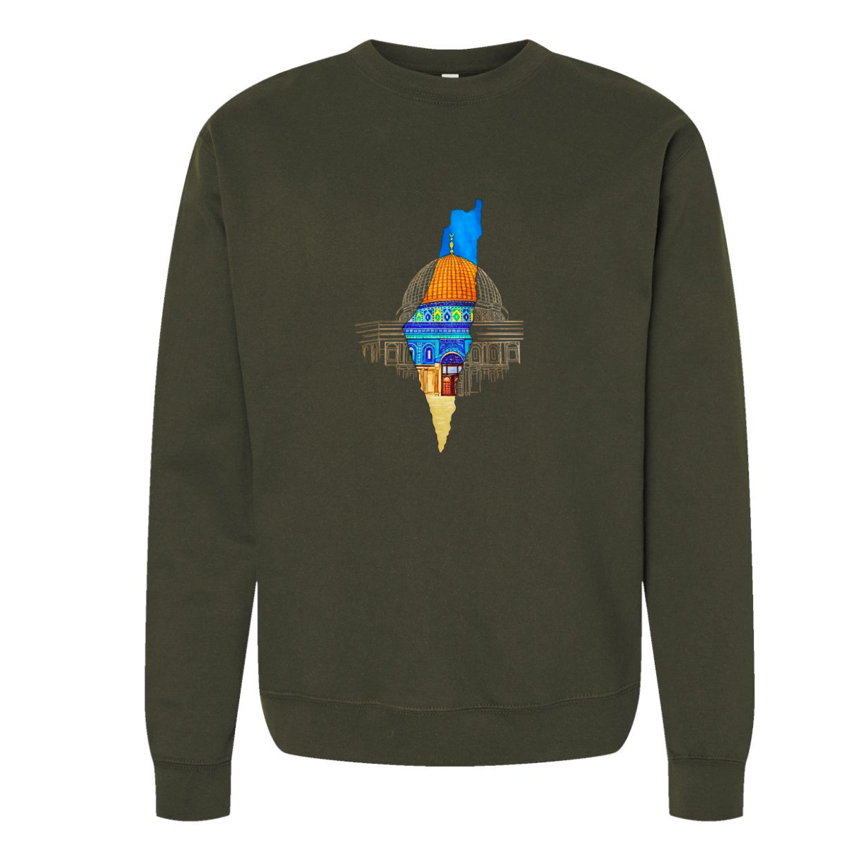 Palestine Map Sweatshirt – Al-Aqsa Dome of the Rock Design