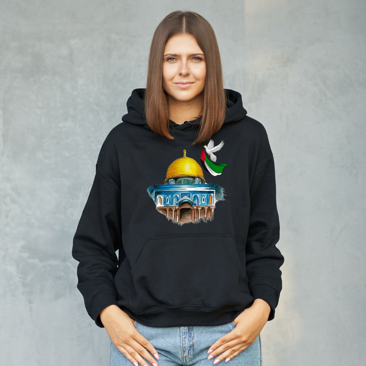 Dome of the Rock Hoodie – Pigeon of Peace & Palestine Symbol