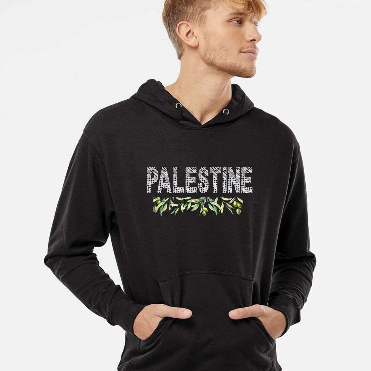 Palestine Keffiyeh Hoodie – Olive Branches & Cultural Heritage Design