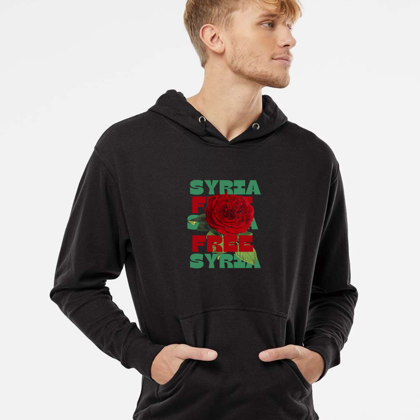 Free Syria Hoodie with Floral Design – Symbol of Hope & Freedom