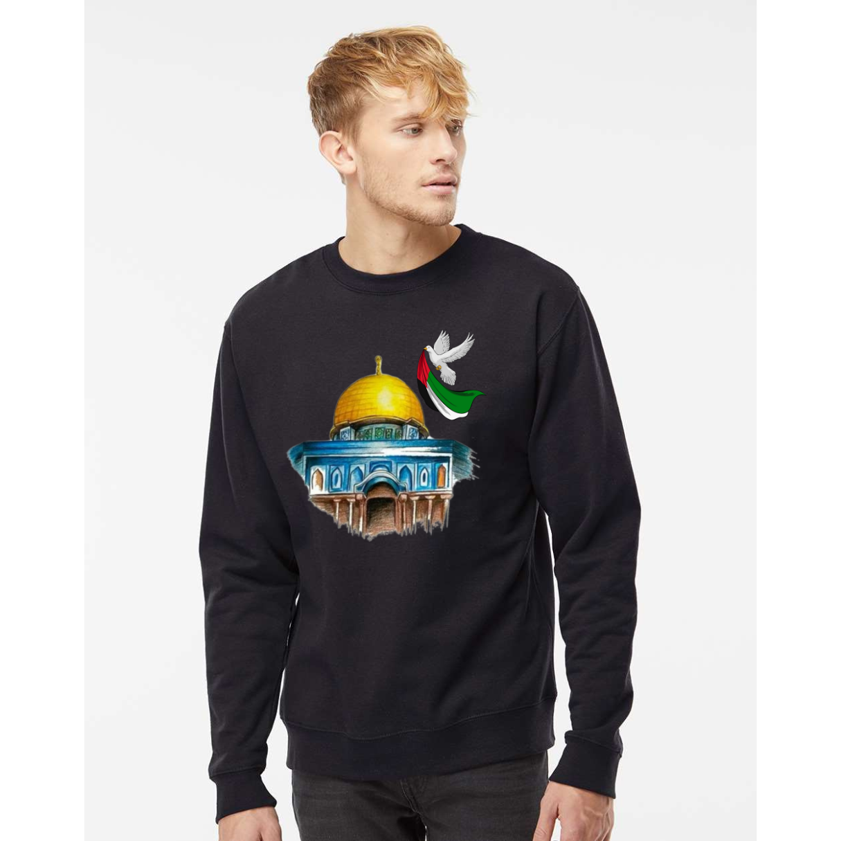 Dome of the Rock Sweatshirt – Pigeon of Peace & Palestine Symbol