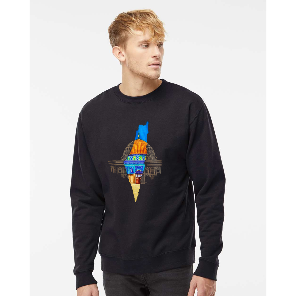 Palestine Map Sweatshirt with Dome of the Rock – Bold & Meaningful Design