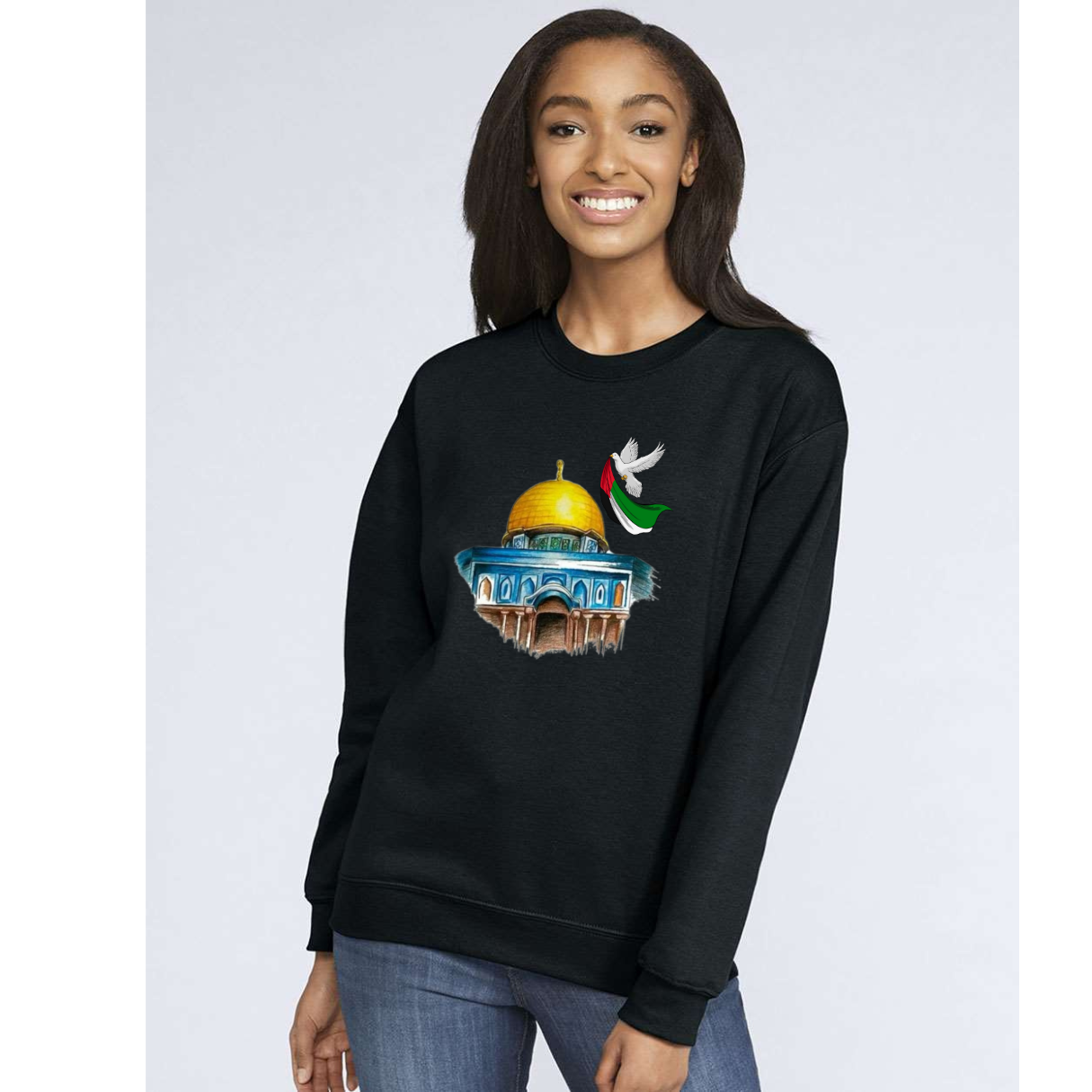 Dome of the Rock Sweatshirt – Pigeon of Peace & Palestine Symbol