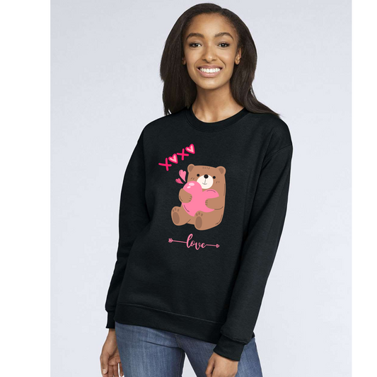 Bear Holding Heart & Love Sweatshirt – Perfect Valentine's Gift