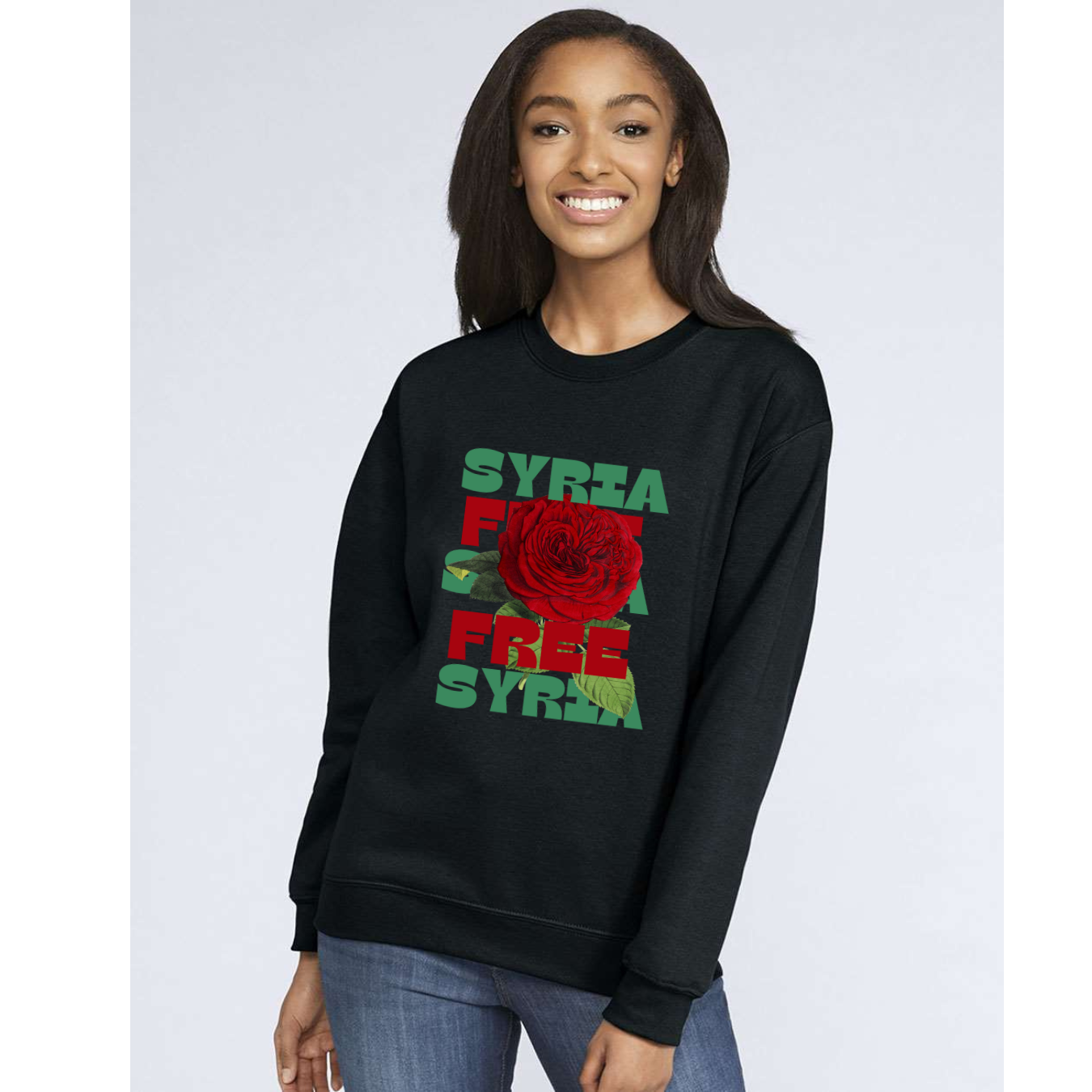 Free Syria Sweatshirt with Floral Design – Symbol of Hope & Freedom