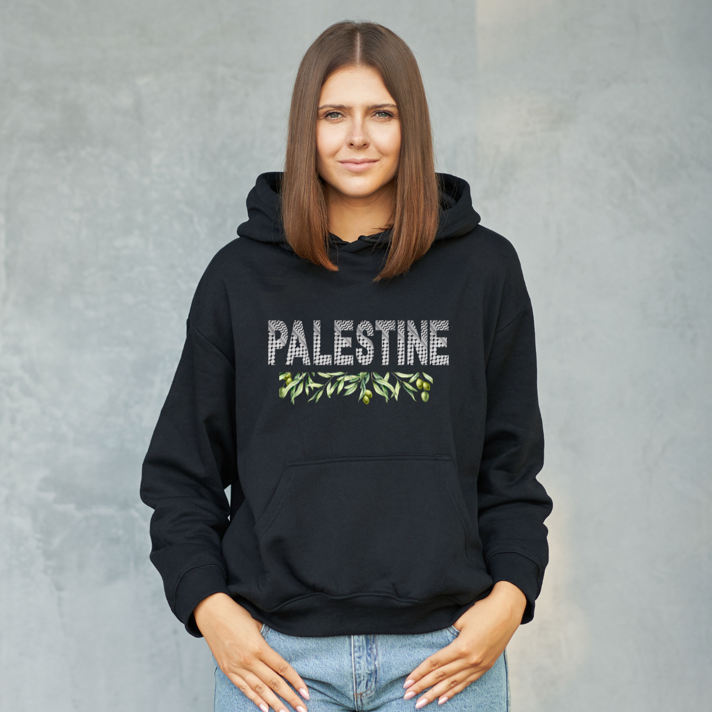 Palestine Keffiyeh Hoodie – Olive Branches & Cultural Heritage Design