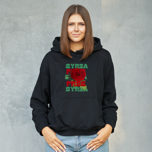 Free Syria Hoodie with Floral Design – Symbol of Hope & Freedom