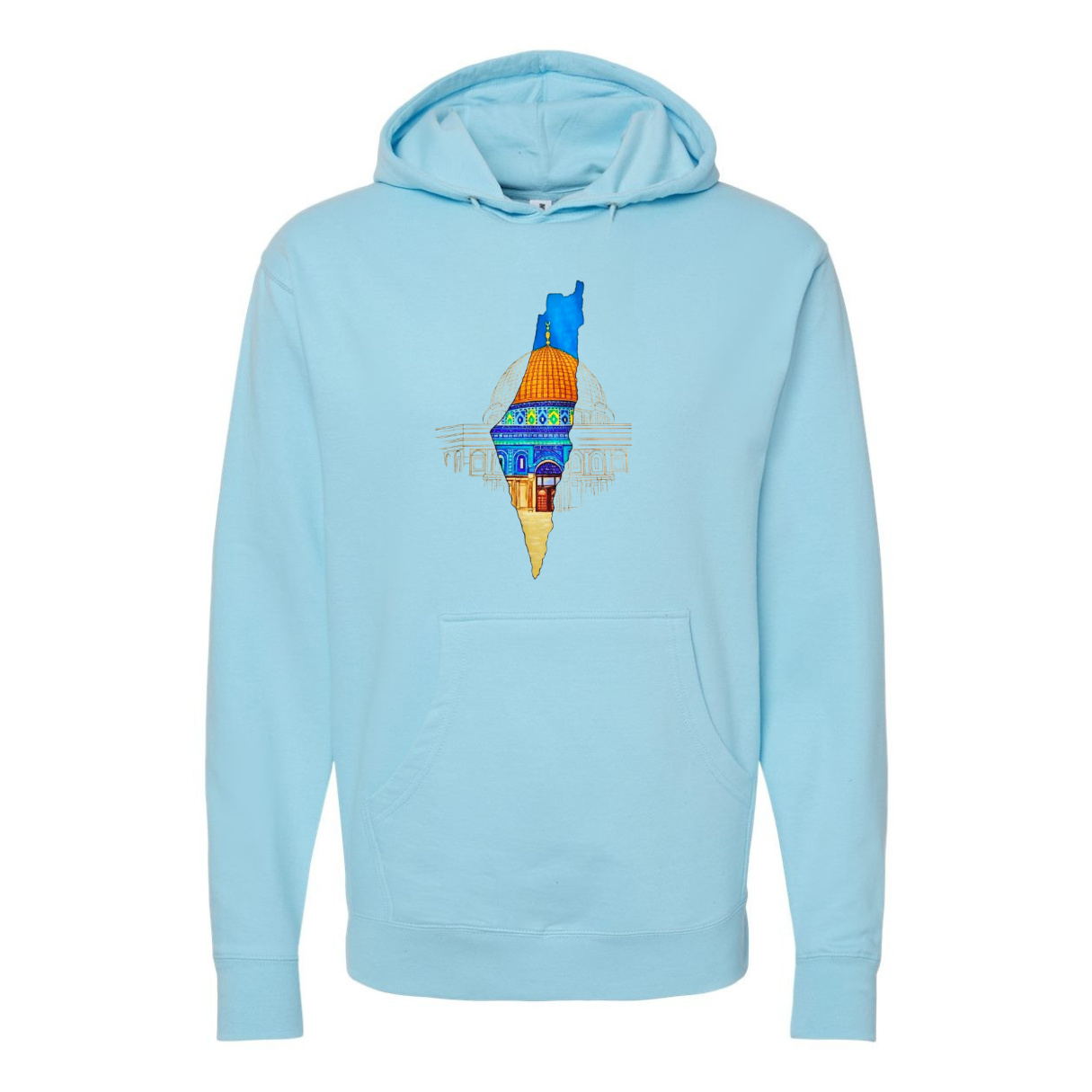 Palestine Map Hoodie with Dome of the Rock – Bold & Meaningful Design