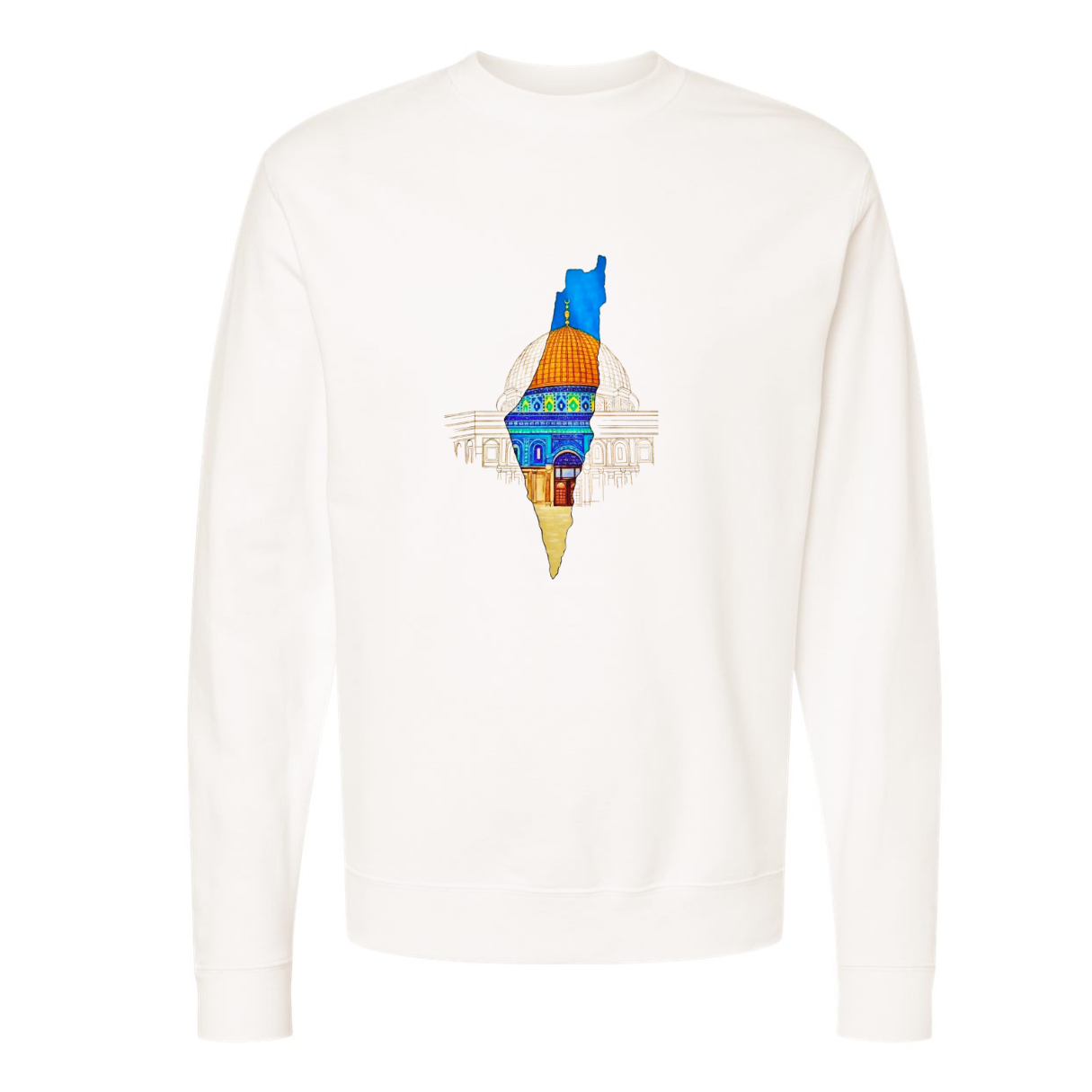 Palestine Map Sweatshirt with Dome of the Rock – Bold & Meaningful Design