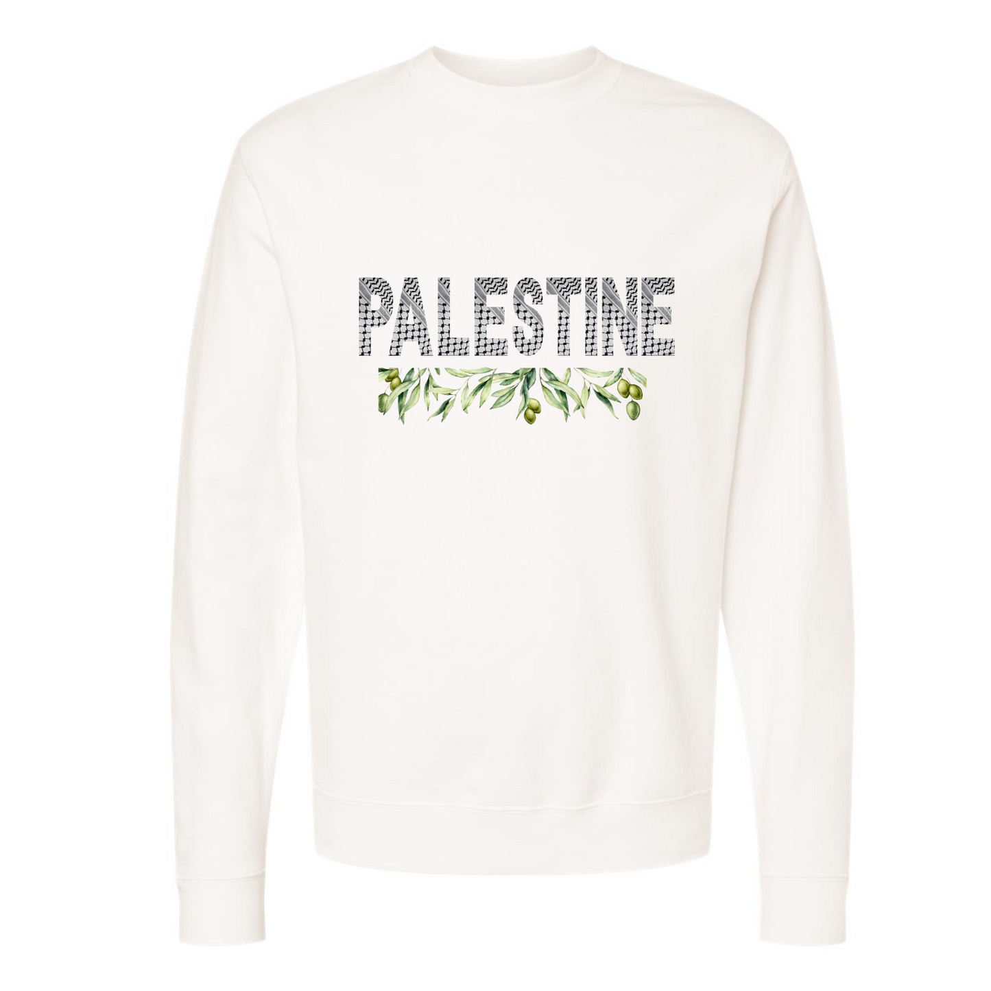 Palestine Keffiyeh Sweatshirt – Olive Branches & Cultural Heritage Design