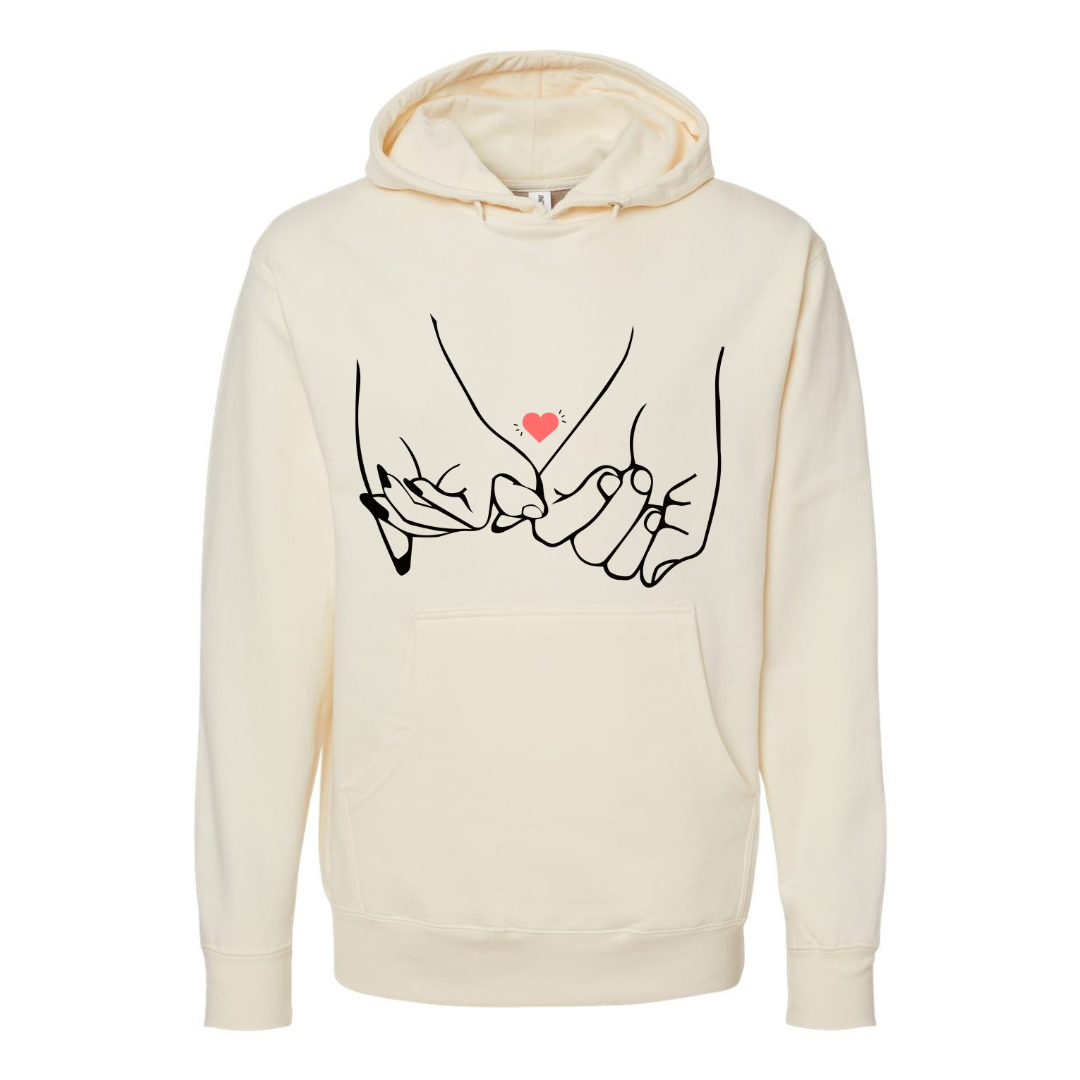 Two Hands Holding with Heart Hoodie – Perfect Valentine's Gift