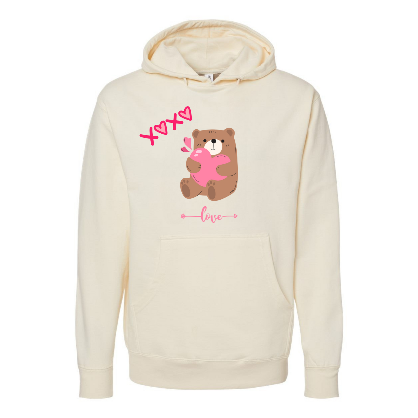 Bear Holding Heart & Love Hoodie – Cozy Valentine's Gift