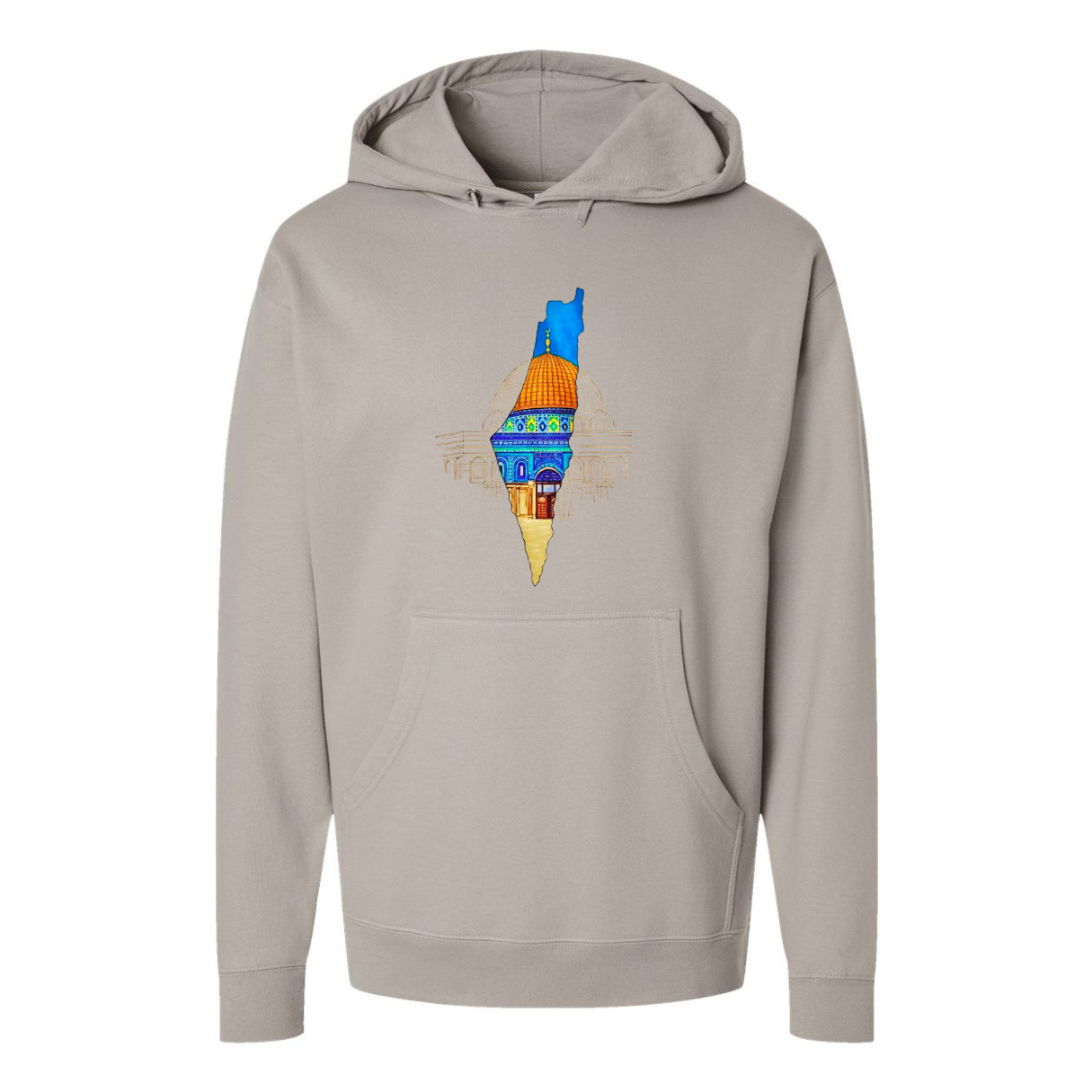 Palestine Map Hoodie with Dome of the Rock – Bold & Meaningful Design