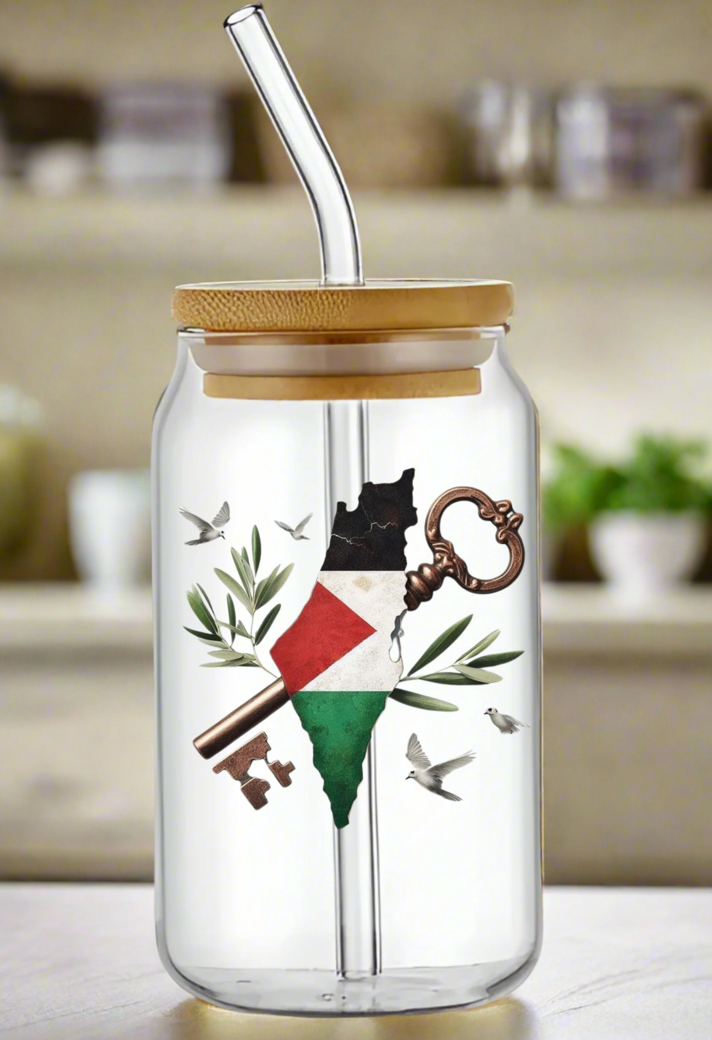 Palestine Can Glass Cup – Bold & Patriotic Drinkware Collection