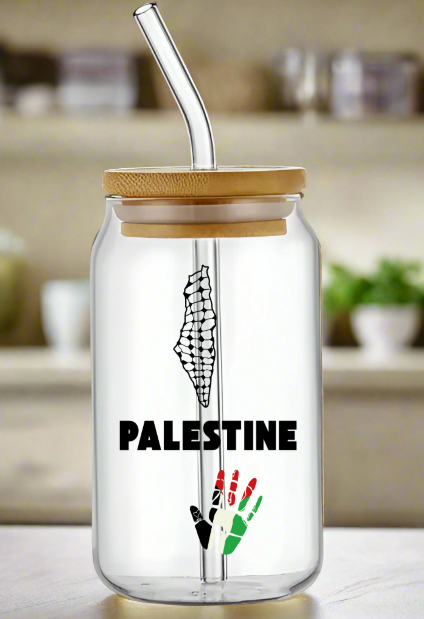 Palestine Can Glass Cup – Bold & Patriotic Drinkware Collection