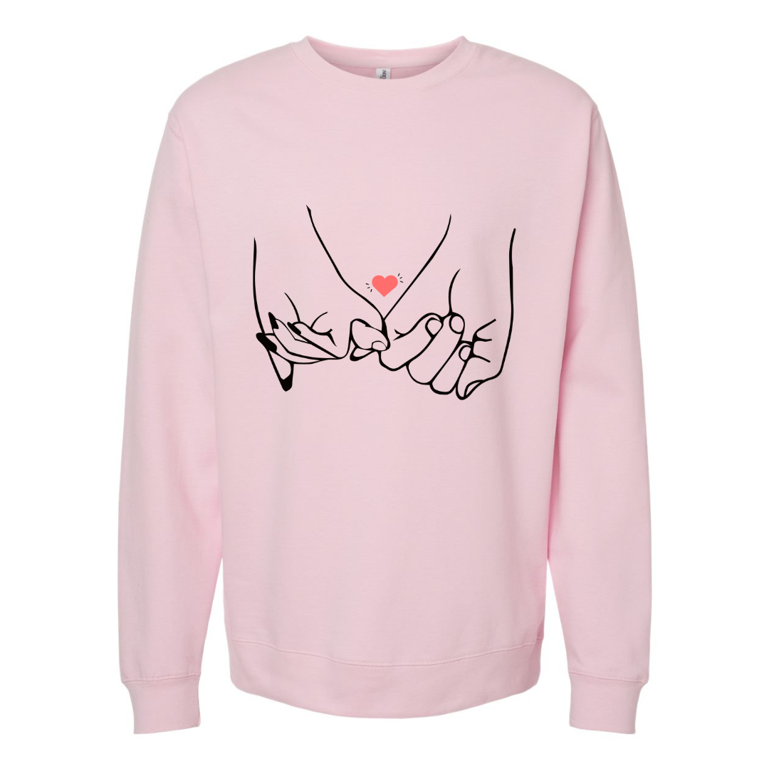 Two Hands Holding with Heart Sweatshirt – Perfect Valentine's Gift