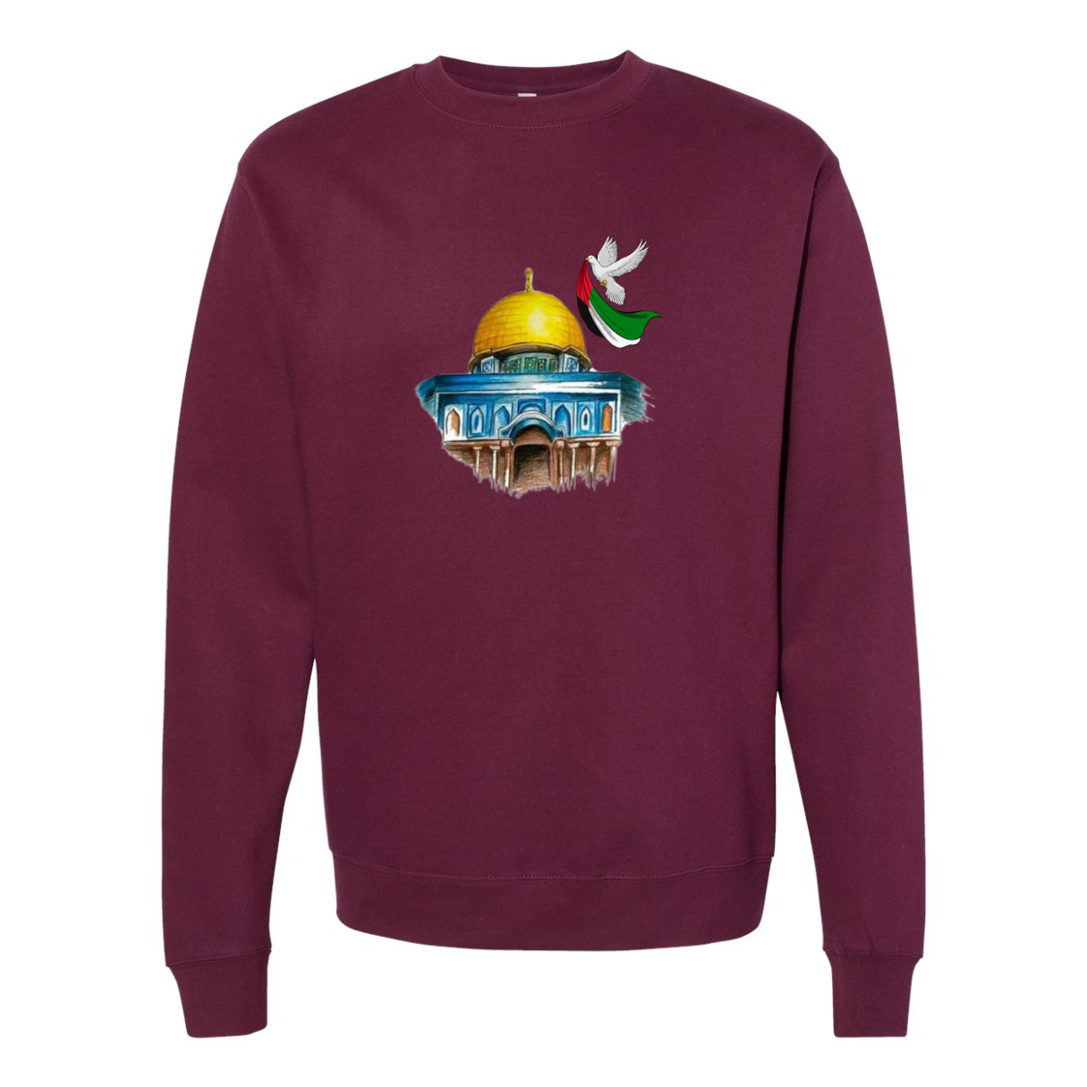 Dome of the Rock Sweatshirt – Pigeon of Peace & Palestine Symbol