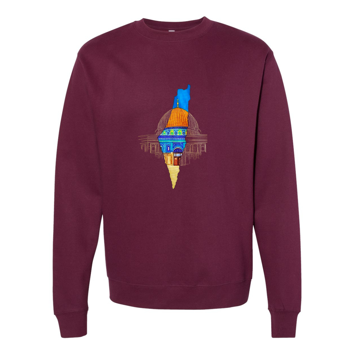 Palestine Map Sweatshirt with Dome of the Rock – Bold & Meaningful Design