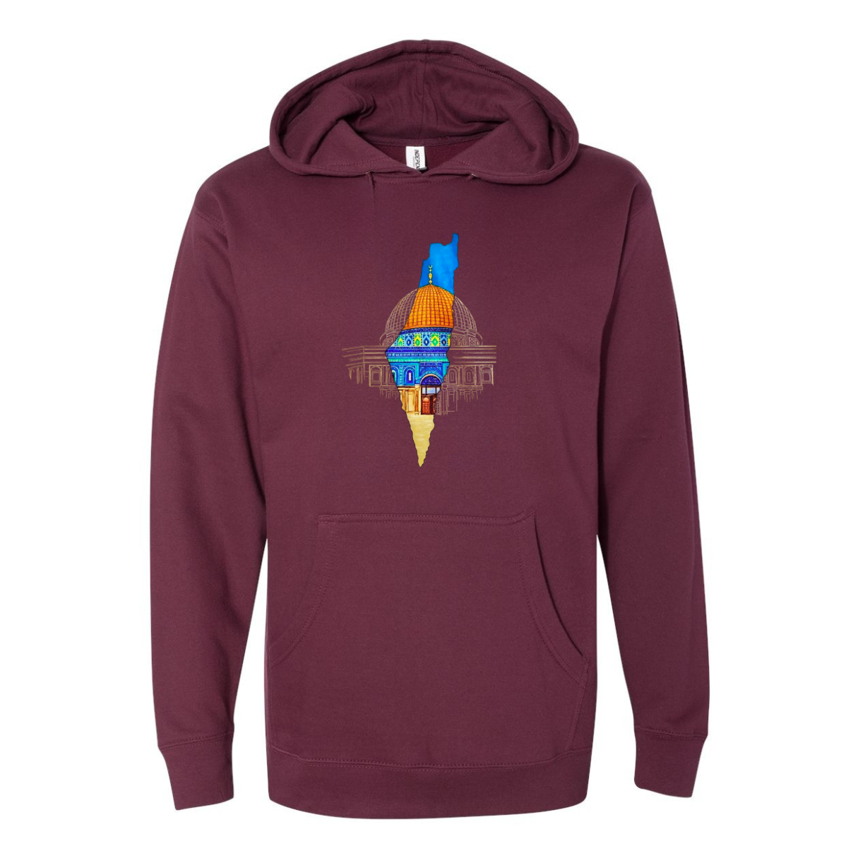 Palestine Map Hoodie with Dome of the Rock – Bold & Meaningful Design