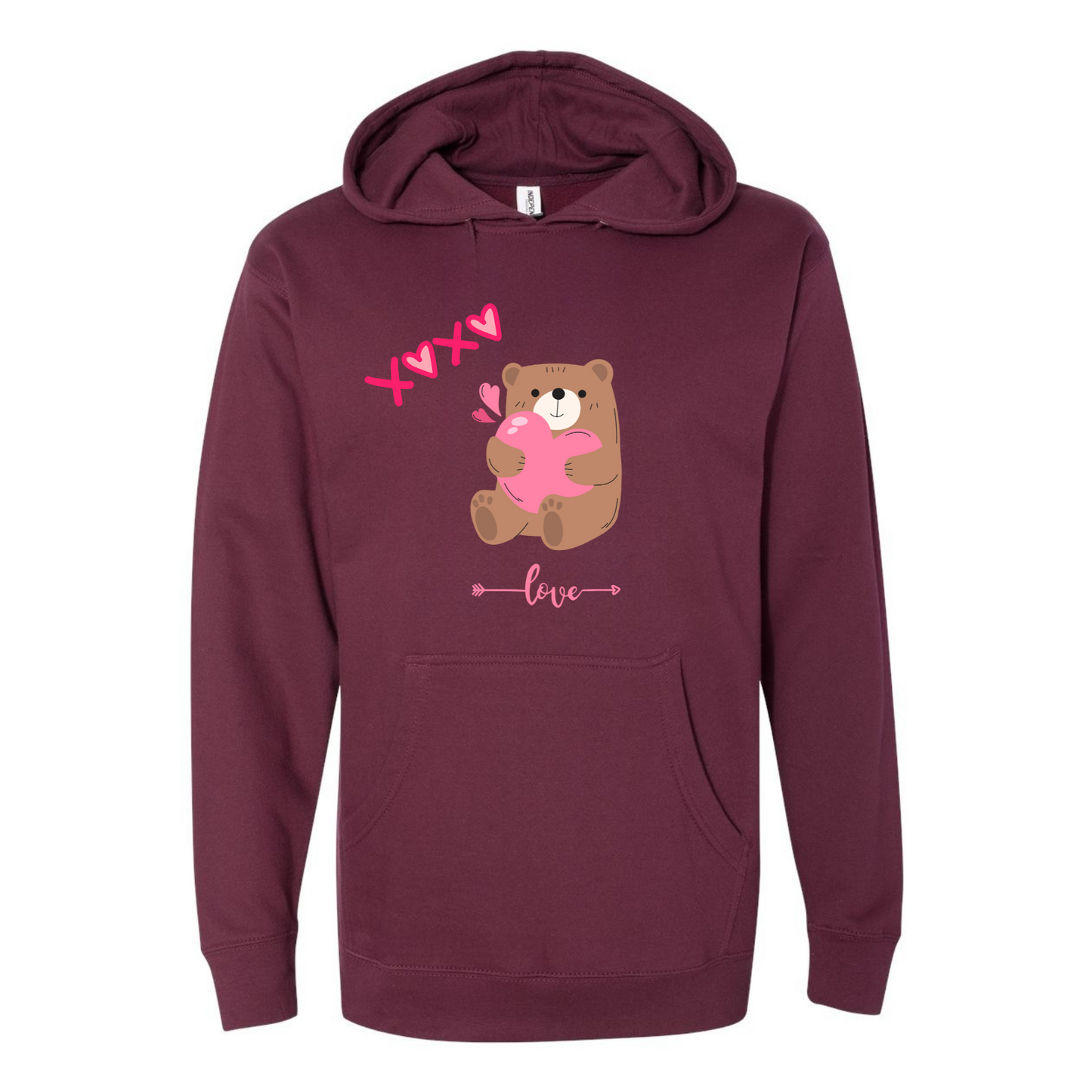 Bear Holding Heart & Love Hoodie – Cozy Valentine's Gift