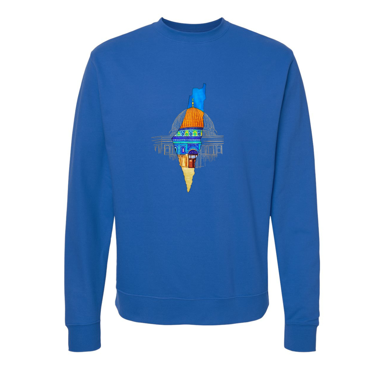 Palestine Map Sweatshirt with Dome of the Rock – Bold & Meaningful Design