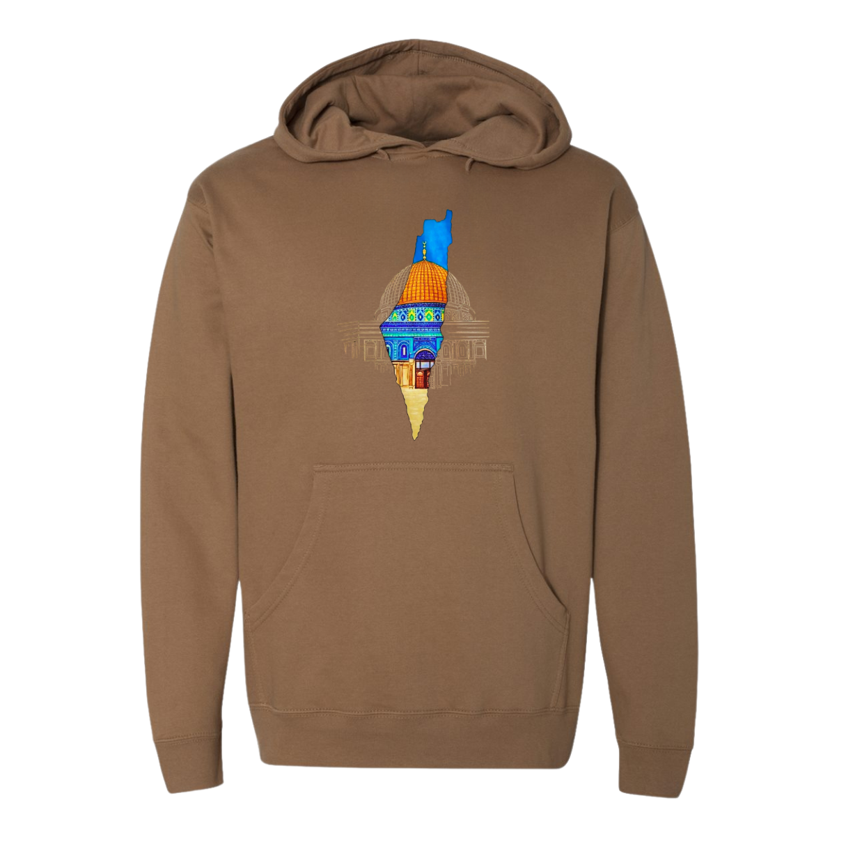 Palestine Map Hoodie with Dome of the Rock – Bold & Meaningful Design